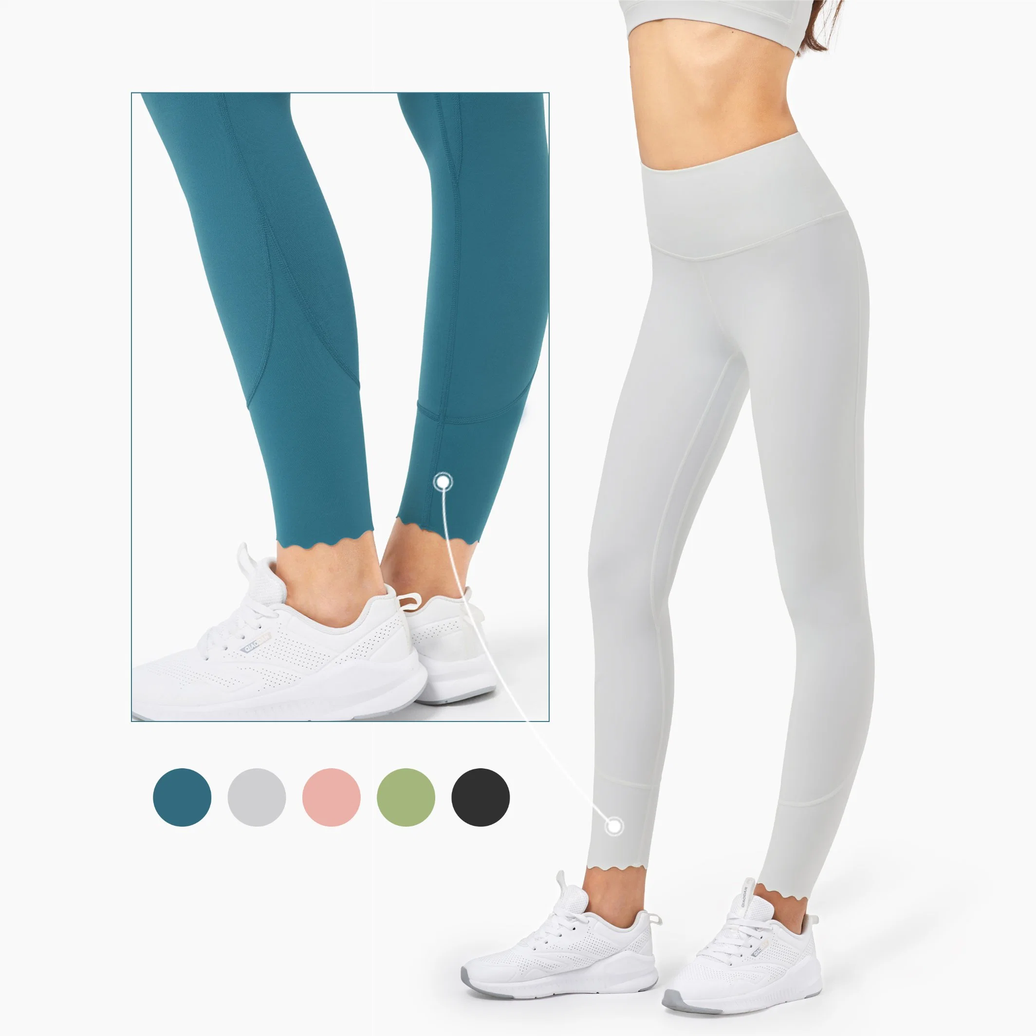 Custom Private Logo Ruffled Hem Gym Wear Butt Lift Leggings Fitness Yoga Pants