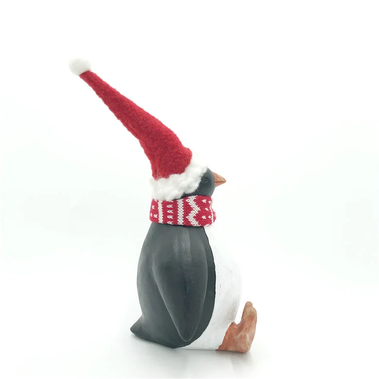 Christmas Home Decoration Sitting Resin Penguin Figurines Ornament