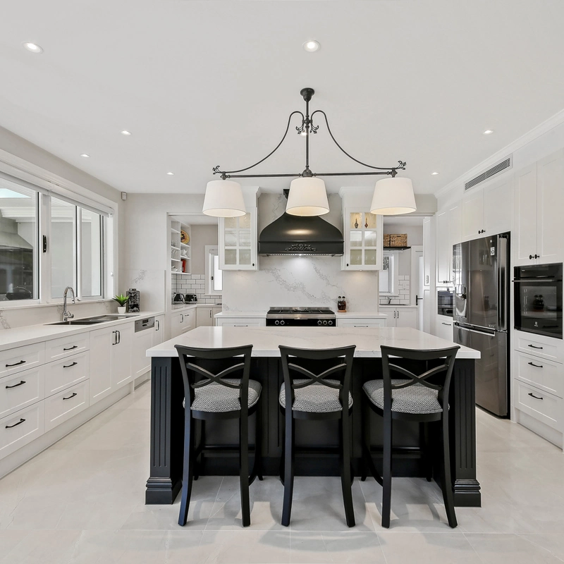 Modern White Shaker Door Style Kitchen Cabinets with Island