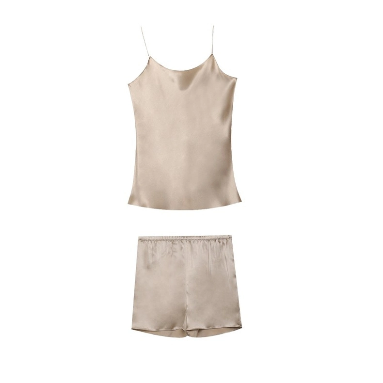 Plain Silk Camisole and Shorts Pajama Set for Her