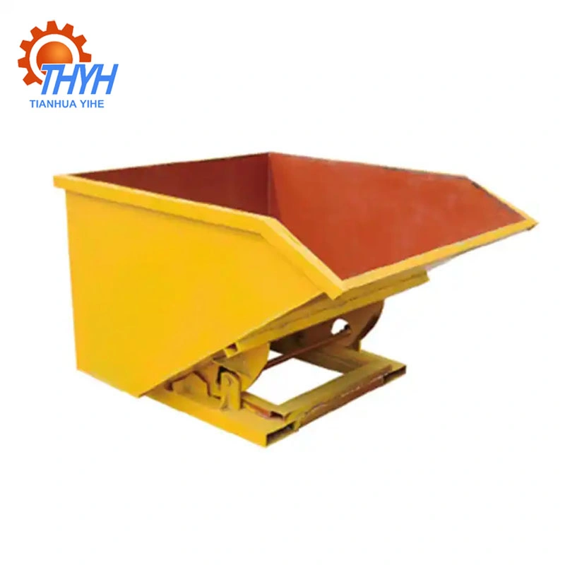 Low Price 2 Size Self Tilting Box Without Drainage Tap Portable Steel Dump Trunks Heavy Duty Self Dumping Steel Construction Waste Container