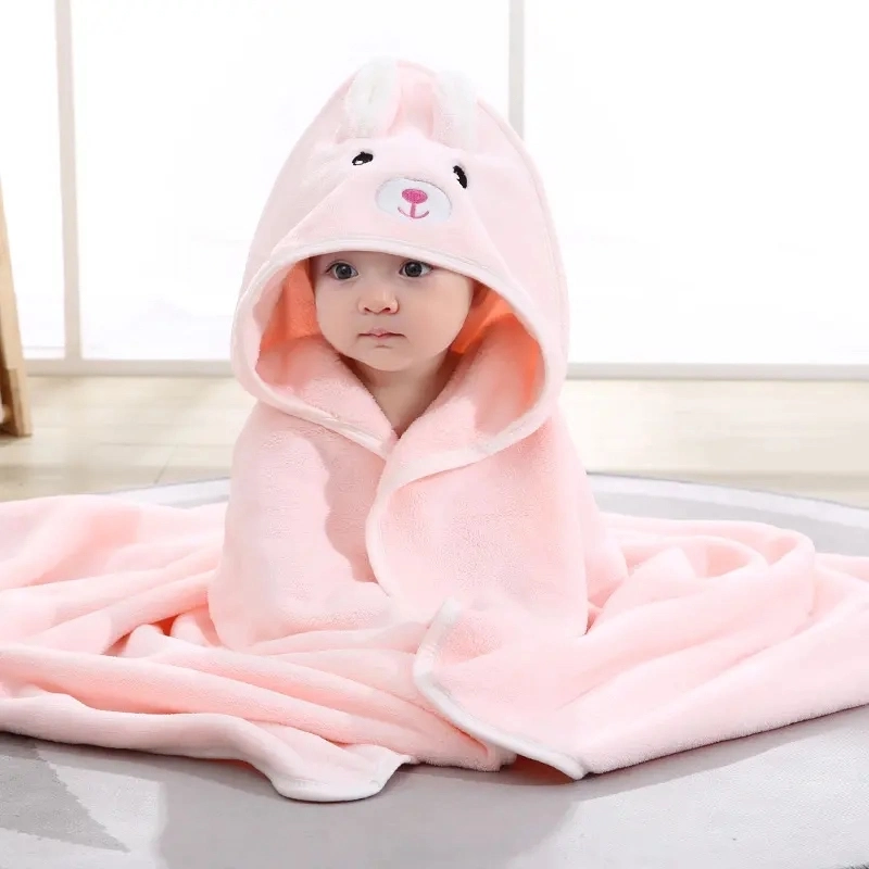 Hot Coral Velvet Animal Hooded Soft Children's Hooded Cloak Bath Towel