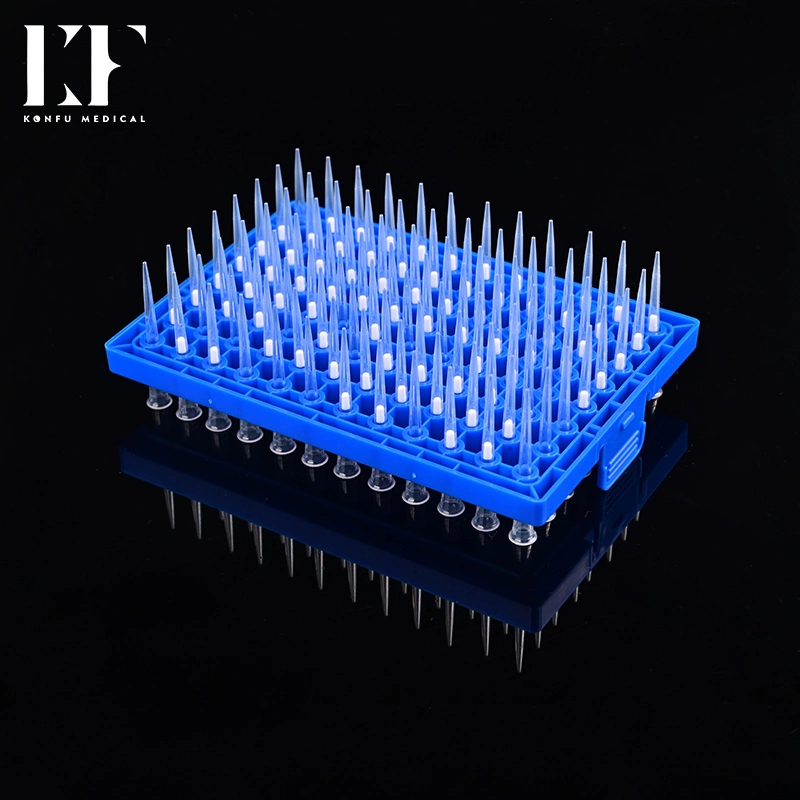 Lab 100uL puntas estándar Micro plástico universal (PP) conductor desechable Puntas de pipeta automáticas con filtro de precio compatible con flujo principal Pipetas