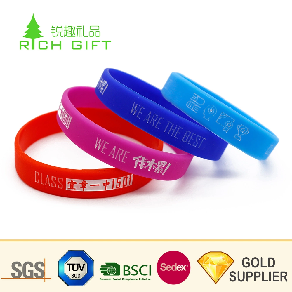 New Design Customized Promotional Silicone Rubber Wristbands No Minimum Order for Men