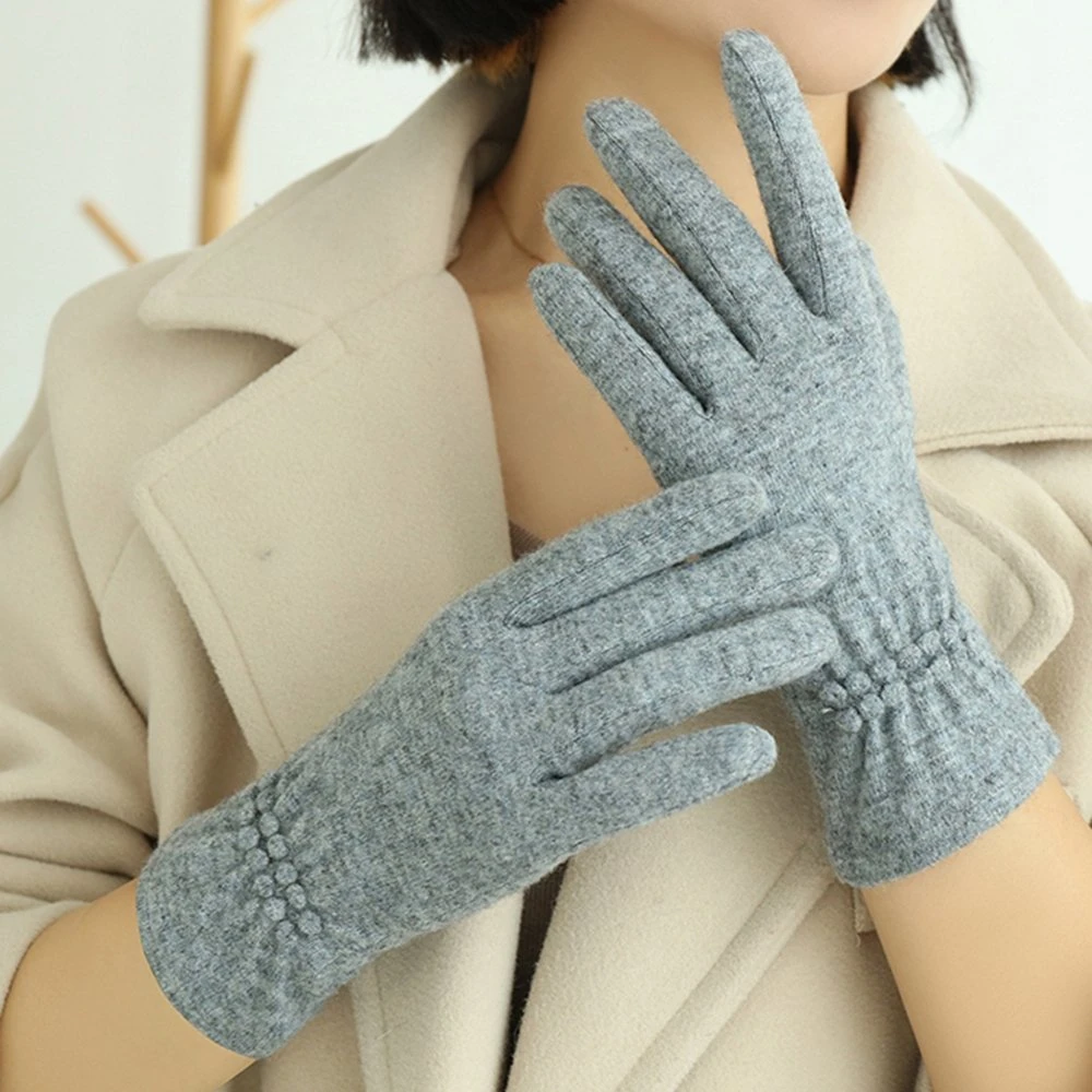 Wholesale Black Knit Gloves Material of Wool Gloves for Fashion Girl Gloves Keep Warm in Winter Touch Screen Outdoor Gloves with