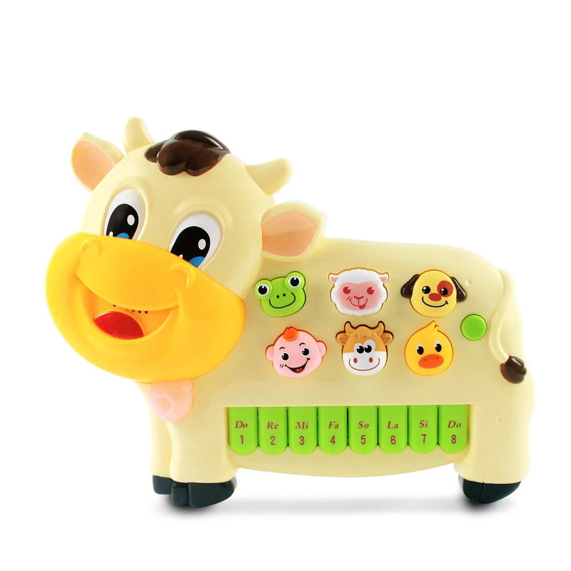 Trade Assurance Electric Cartoon Animal Piano Musical Instruments Toys Baby Organ Piano Musical Keyboard Cartoon Musical Piano-Cow Toy