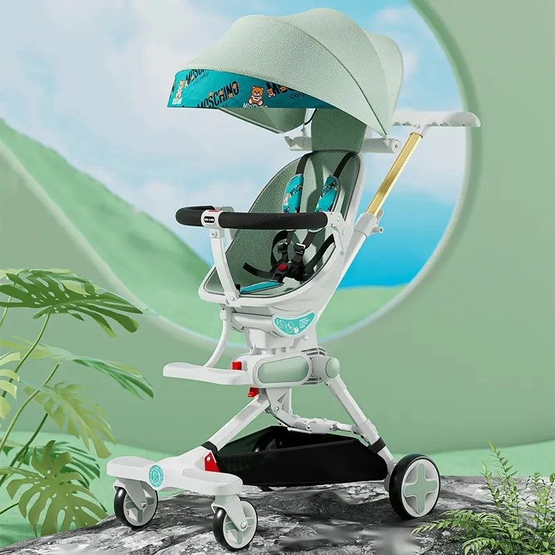 Nuevo paisaje Alto Baby Walker Artifact puede sentarse puede mentir Cochecitos para bebés cómoda Eggshell ligero plegable con un botón