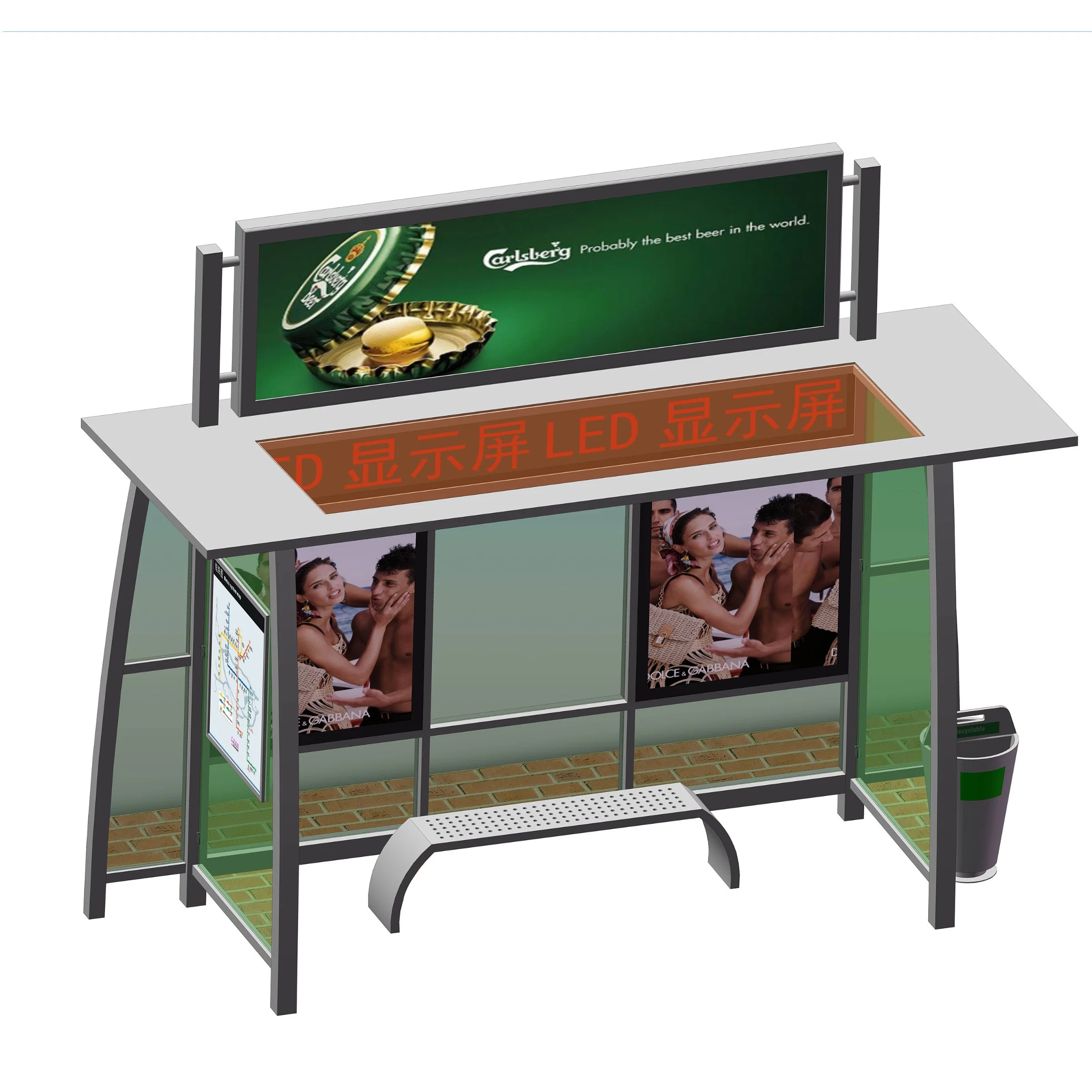 High quality/High cost performance Solar Bus Shelter Bus Stop Design