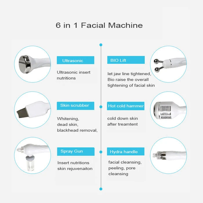 6 en 1 Système Hydro-Infusion Hydro Aqua Peel pour le nettoyage de la machine vide Microdermabrasion