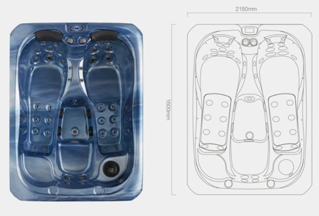 Estilo popular asiento doble masaje corporal SPA Jacuzzi Piscina