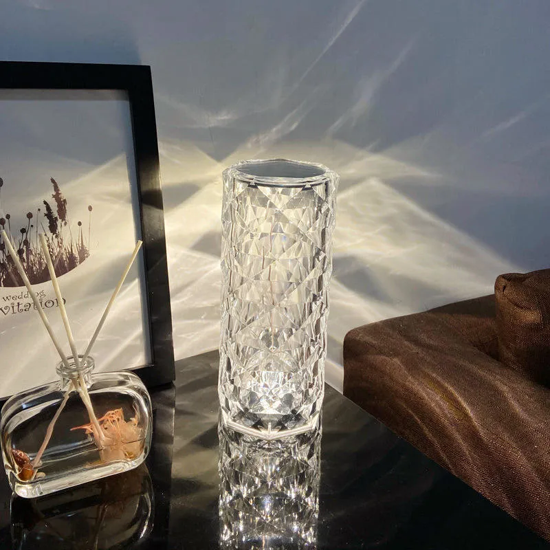 Lampe de table à barre en cristal 3D Creative Visual Rose LED Diamond Veilleuse