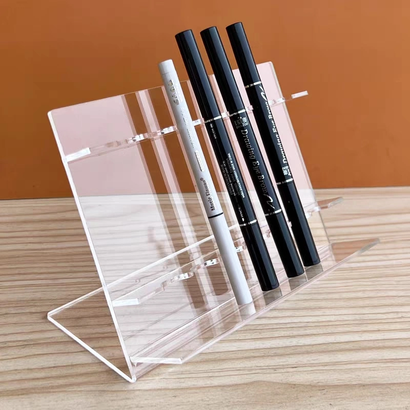 Transparente acrílico plástico cejas lápiz Lip Liner Display Holder para Tienda de belleza