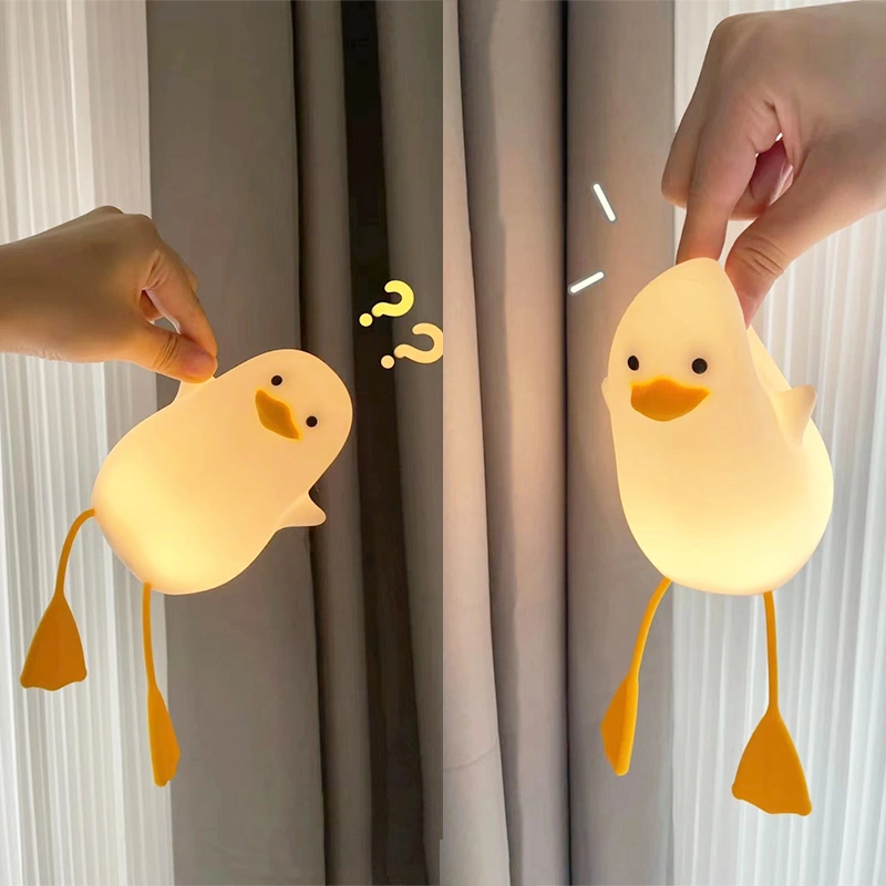 Room Decor Silicone Cute Duck Table Lamp Rechargeable Touch Control Children Sleep Lovely Animal Smart Night Light for Kids