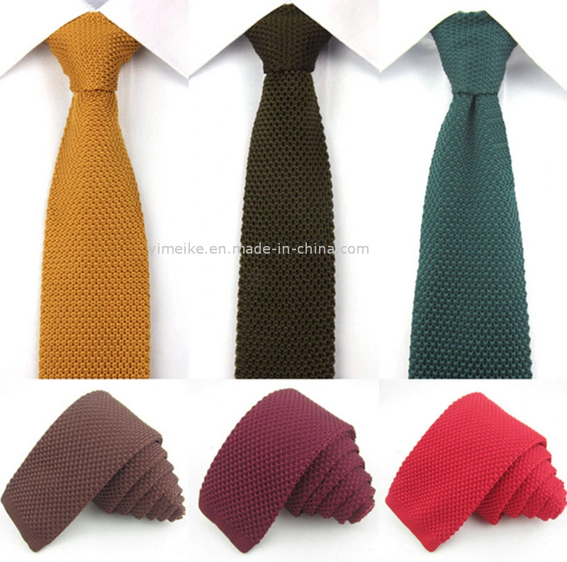 Popular Promotional Casual Skinny Pure Color Knit Ties for Mens