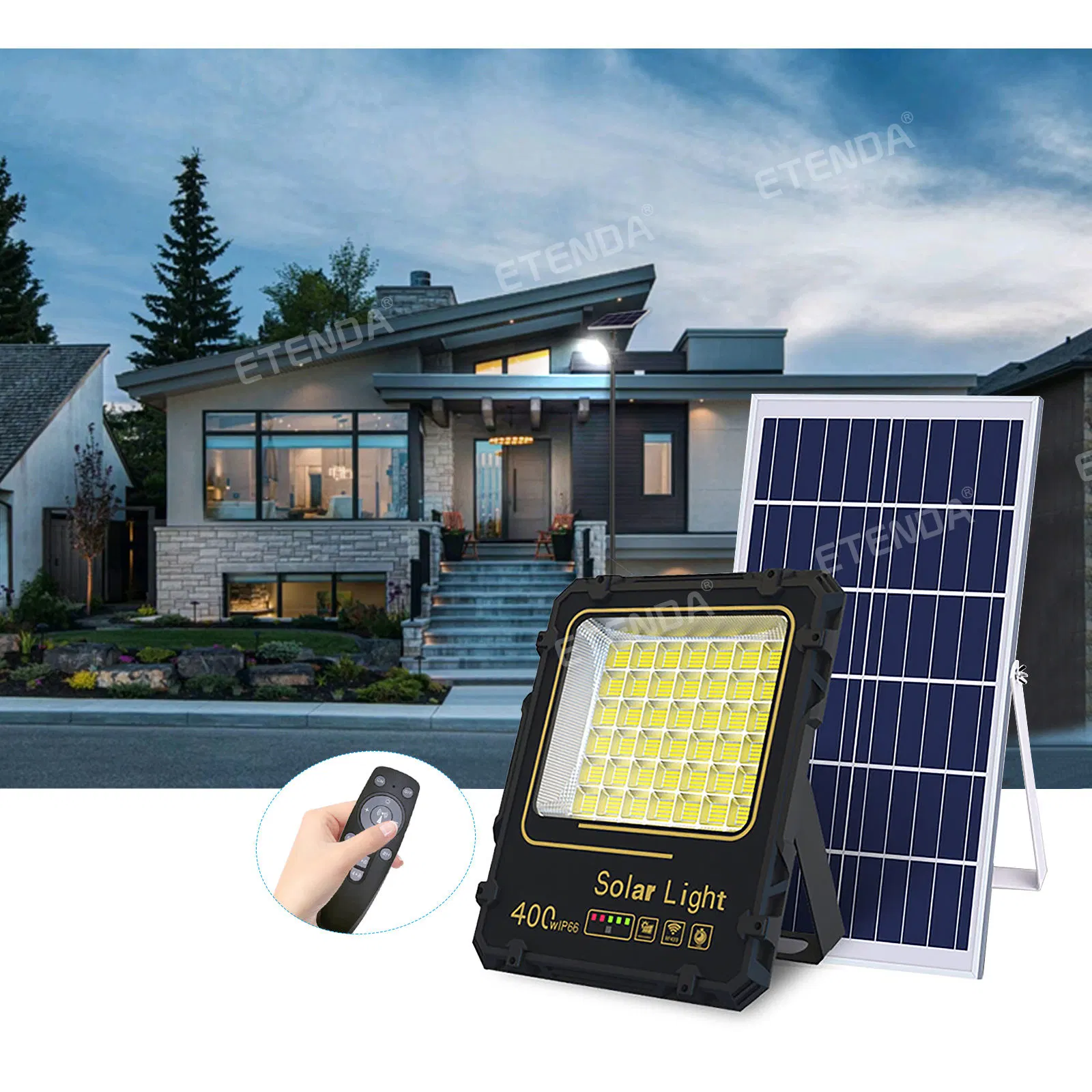 Garten Großhandel wasserdicht IP67 T Outdoor 400W Solar Power Flood Licht