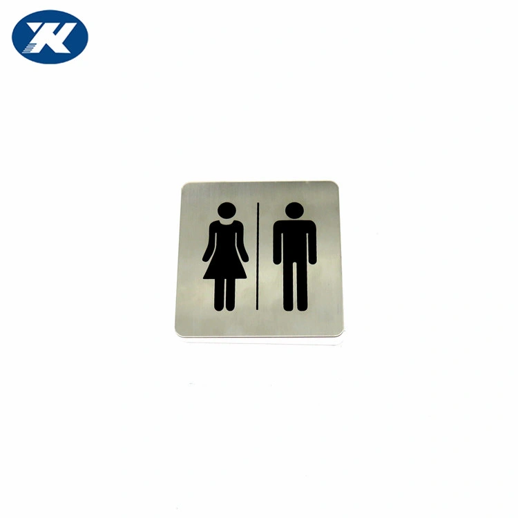 Outlet Brushed Stainless Steel Self-Adhesive Wc Bathroom Woman Man Door Sign Toilet Plate