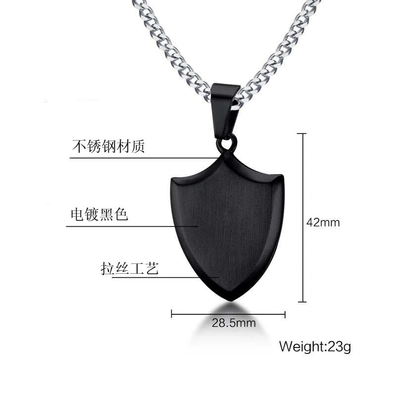 European and N Fashion Jewelry Fashion Jewelry Triangle Shield Pendant Gold/Silver /Black Pendant 42mm Stainless Steel Shield Pendant Can Be Engraved