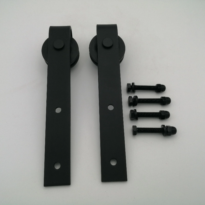 6ft Kit de hardware de puerta deslizante resistente de barna de altas prestaciones J gancho de forma para puerta única, acero al carbono negro