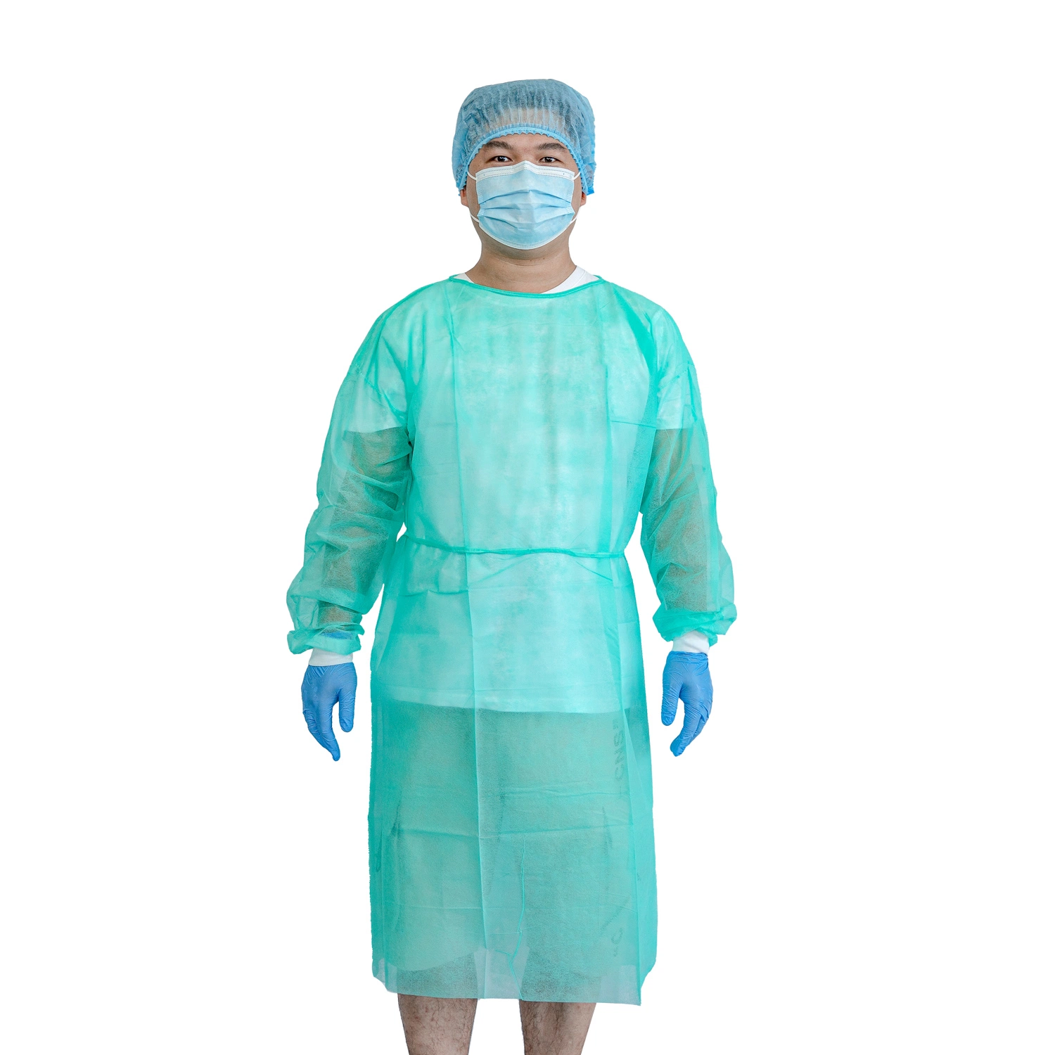 CE En13795 AAMI Level2 Aprroved Disposable PP/PP+PE/ SMS Non- Woven Isolation Gown