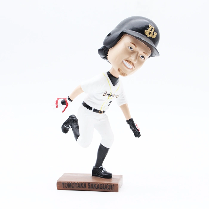 Figurines de cabeza de bobblehead decorativo de jugador de béisbol de resina para decoración casera