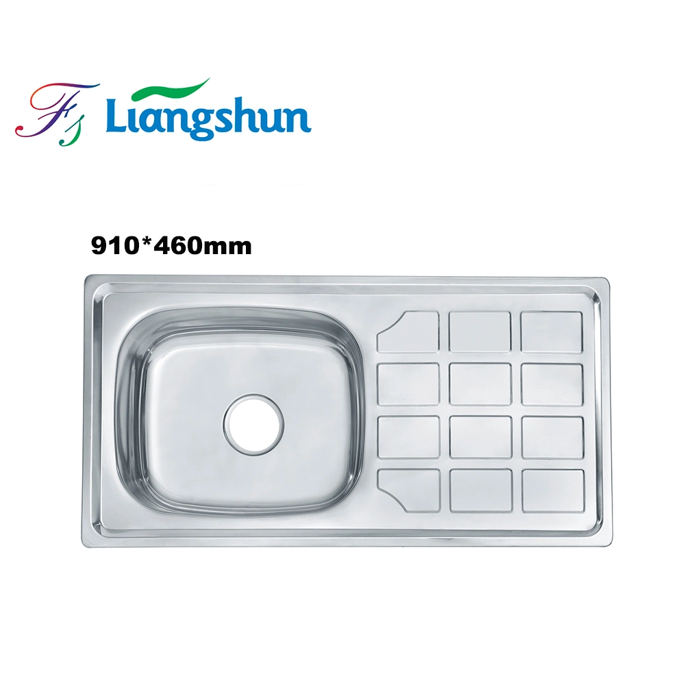 K-8060 Liangshun 80X60cm Single Bowl with Drainerboard Farmhouse Kitchen Stainless Steel Sink