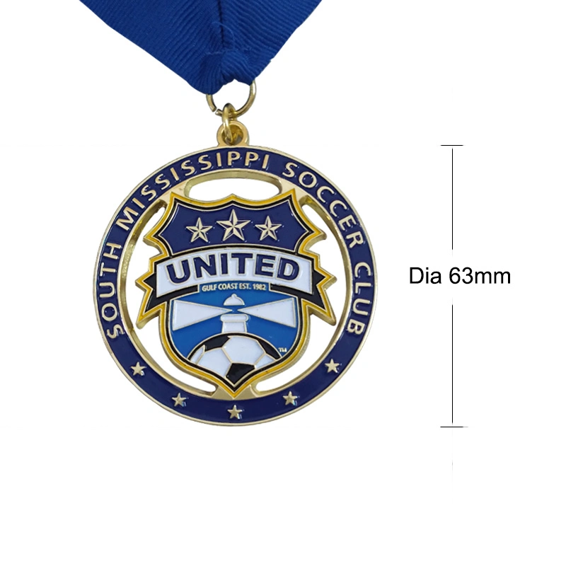 Custom Marathon Running Sport Metal Medal with Blue Ribbon