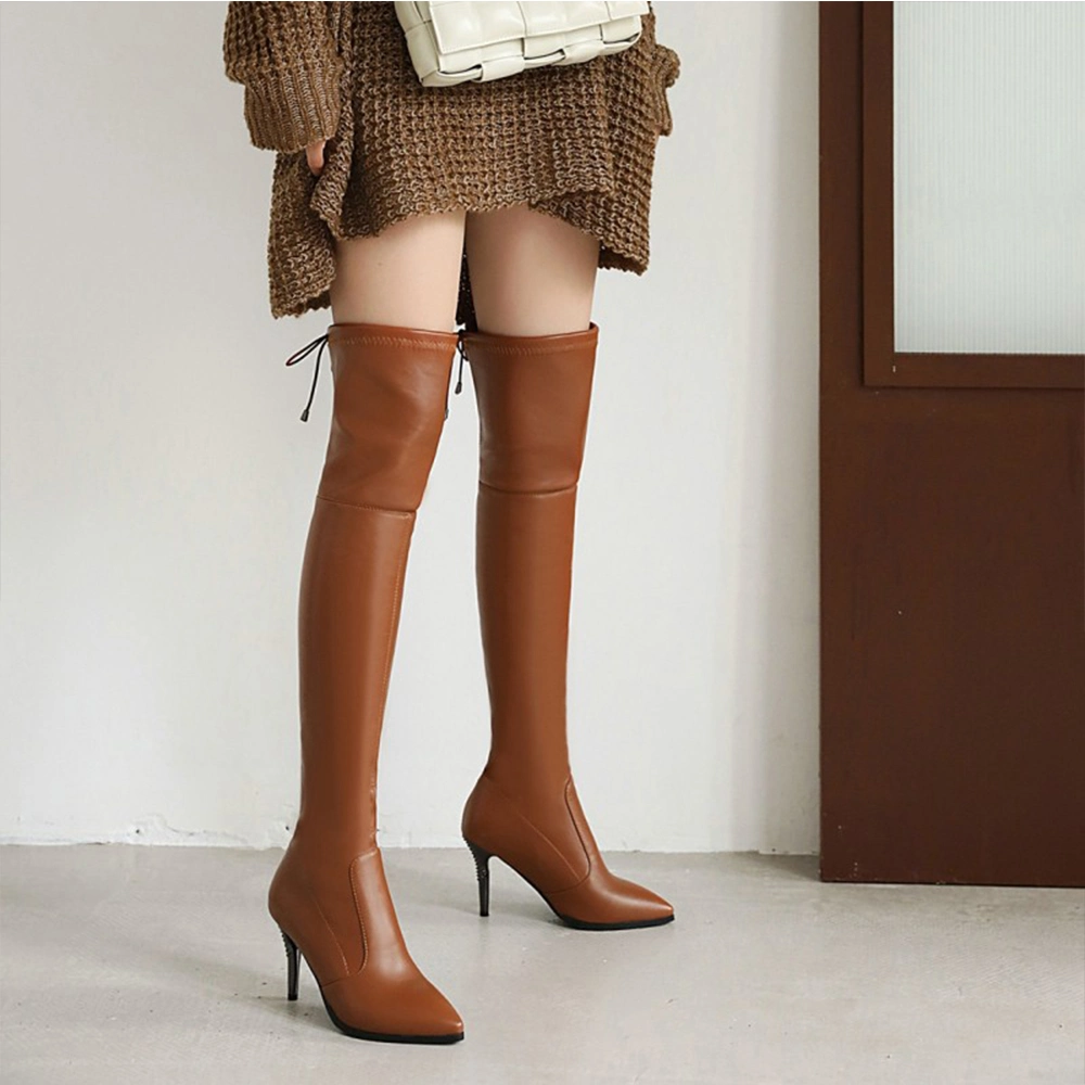 Superstarer Autumn Winter Plus Size Sexy Pointed Toe Over The Knee Fashion Women Boots High Boots Size 33-43