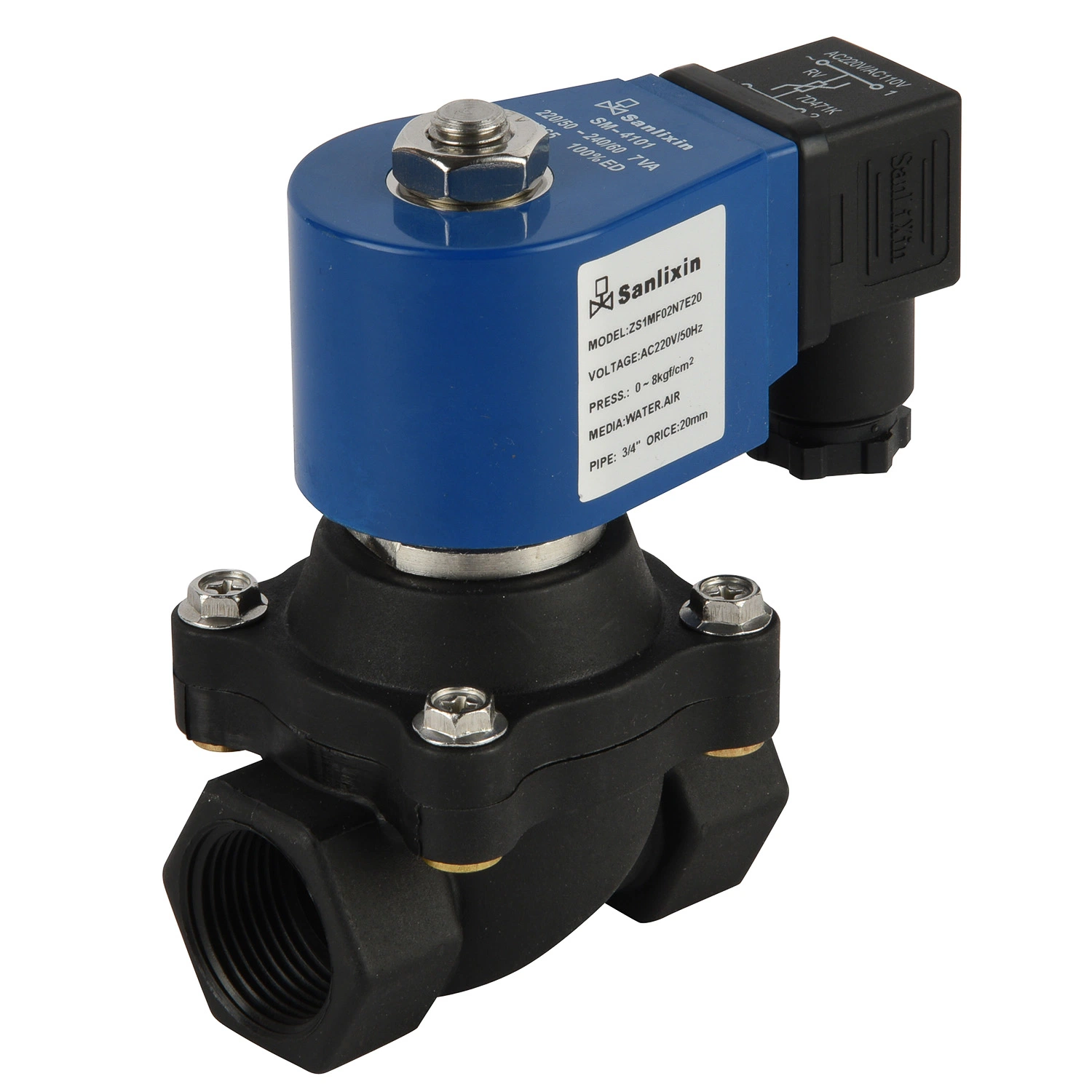 Plastic Direct Acting Normally Closed Solenoid Valve for Water Air