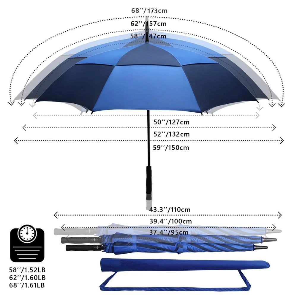 New Arrival Wholesale/Supplier Blue Double Layer Unique Design Multi Colors Outdoor Golf Umbrellas for Sale