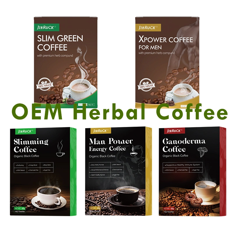 Jieruck Organic Natural Herbal Maca Epimedium Tongkat Ali Energy Enhance Strong Xpower Coffee for Men