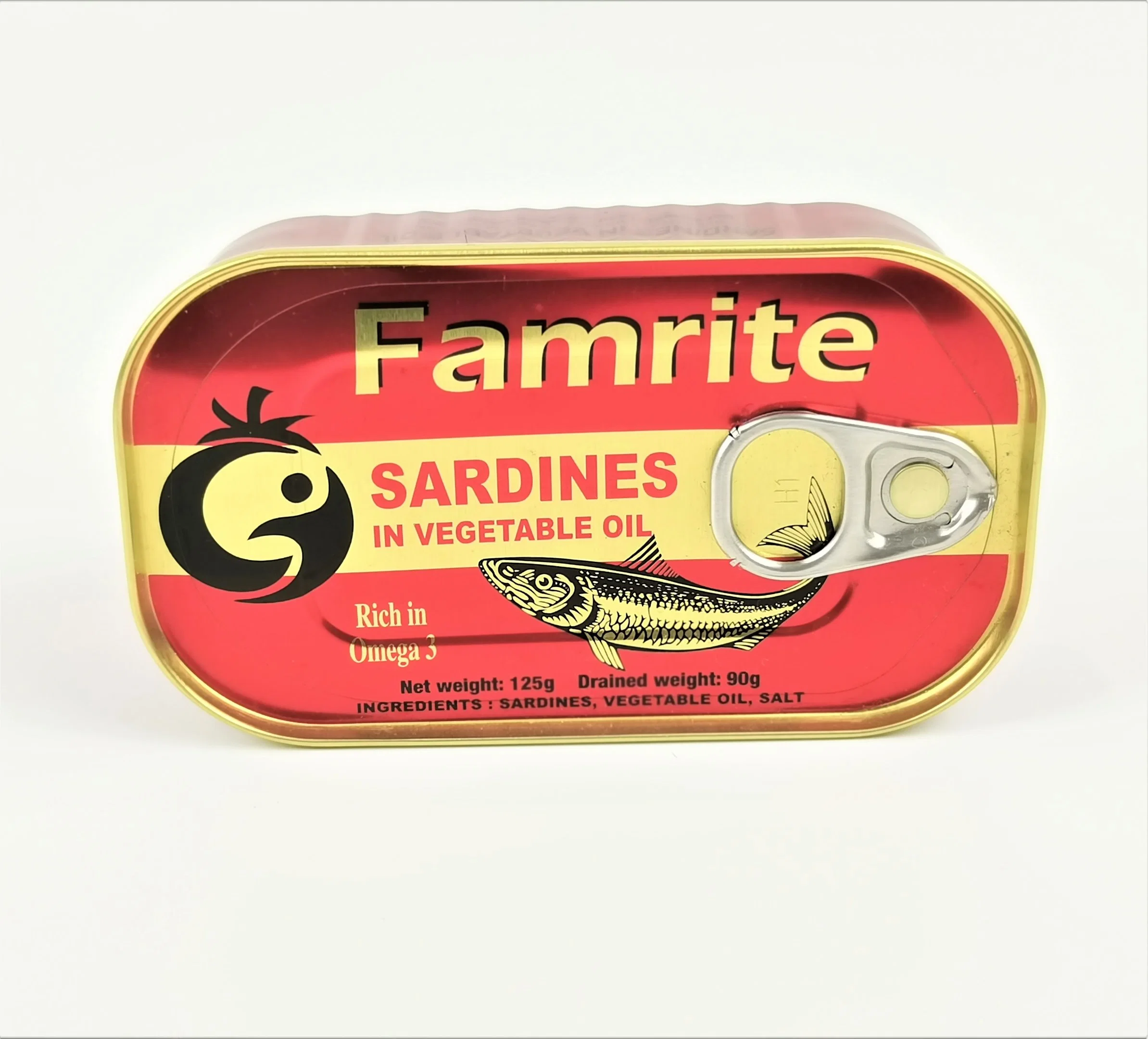 Canned Sardine in Vegetable 100% Oil Wholesale/Supplier Sardines Tin Fish 125g