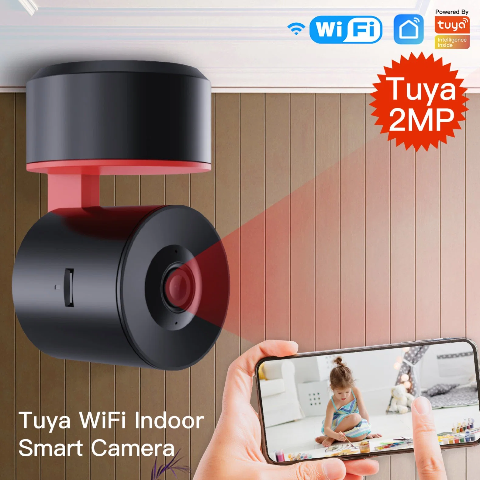Tuya PTZ WiFi IP Camera Indoor Smart Automatic Tracking 1080P Wireless Security Camera Ai Human Detection for Home Surveillance Two-Way Audio and Cloud Storage
