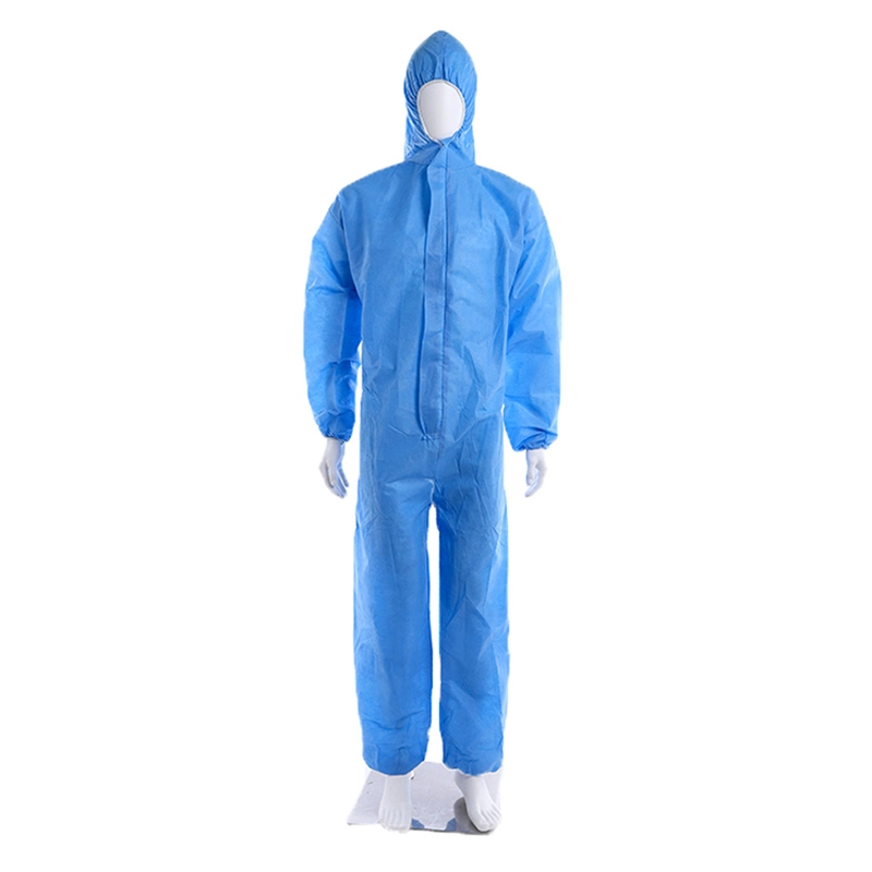 Factory High Quality Customized 48GSM SMS Blue Disposable Protective Coveralls