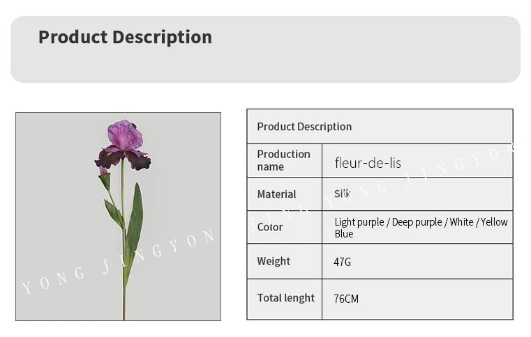 Ja230055 Decorative Fleur-De-Lis High quality/High cost performance Artificial Flowers Iris Silk Flower Vintage Color for Wedding Home Garden Decoration Gift