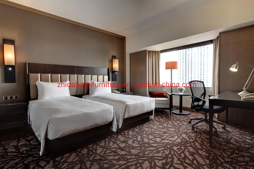5 Star clasificado Comercial Hotel Guest Room Apartamento Muebles dormitorio Chapa de madera cama tamaño king