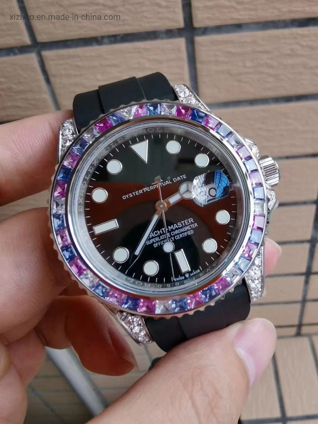 Diseño de bisutería Diamante Rollex Modesan Yate Real de los hombres luminoso Calendario multifunción mecánica ver