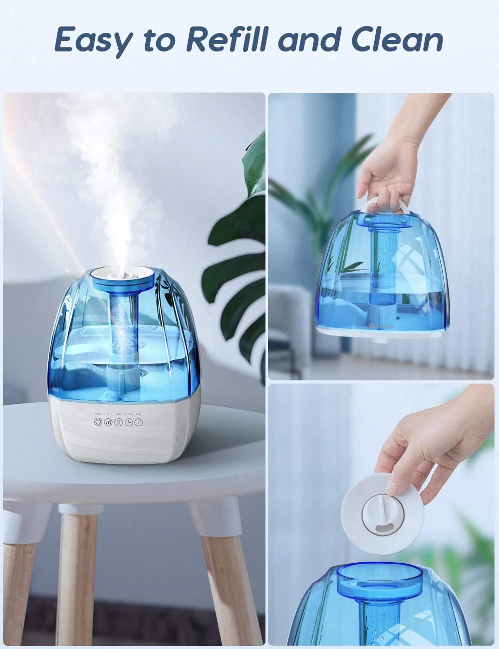 Santé Baby Care diffuseur humidificateur d'air à brume froide avec nuit Appareil domestique léger