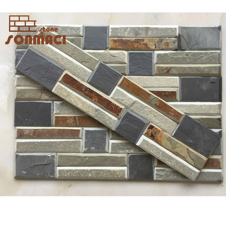 Multi Color Slate Glued Ledgestone Panel Wall Tiles