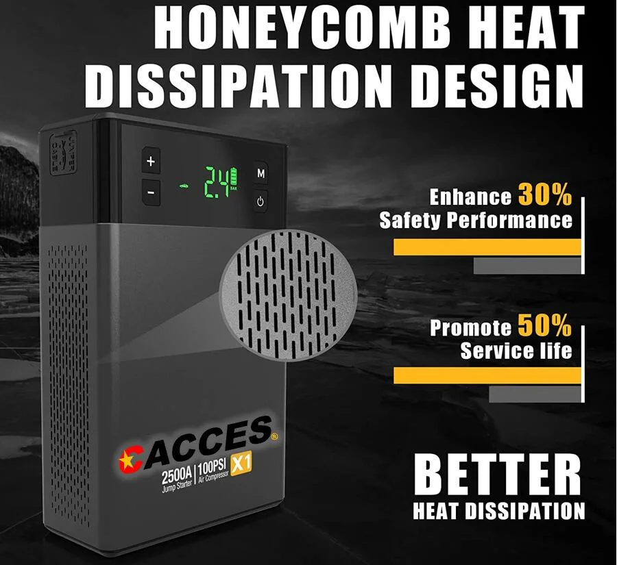 Dispositivo de arranque portátil com bateria auxiliar e compressor de ar, bateria auxiliar de 150 PSI 900A 13000mAh Insuflador digital dos pneus Pack (7.0 a gasolina/3,0 L a diesel), bomba elétrica da roda do carregador da bateria