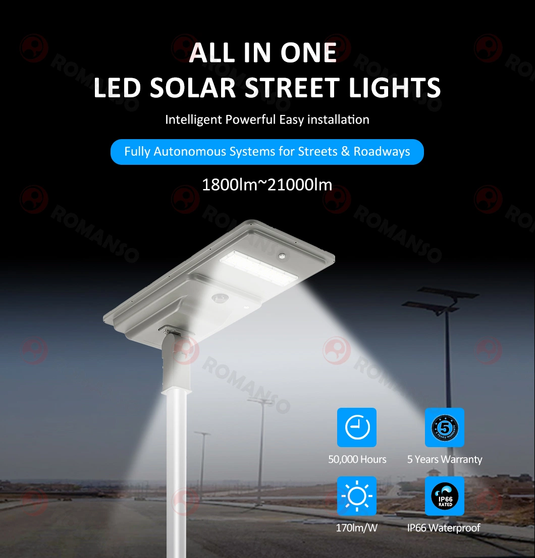 Hot Selling 50000hrs 2700~6000K 6hrs University PC Lens for Industrial Estate Light Solar Street