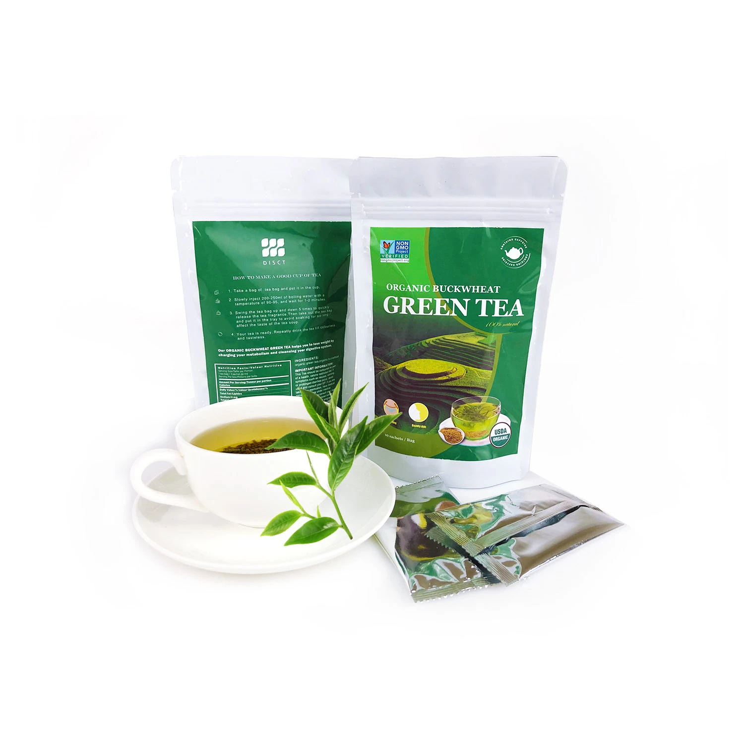 Antioxidant Orgainc Tartary Buckwheat Green Detox Tea for Diabetics and Promoting Healthy Digestion Weight Loss Tea Drink