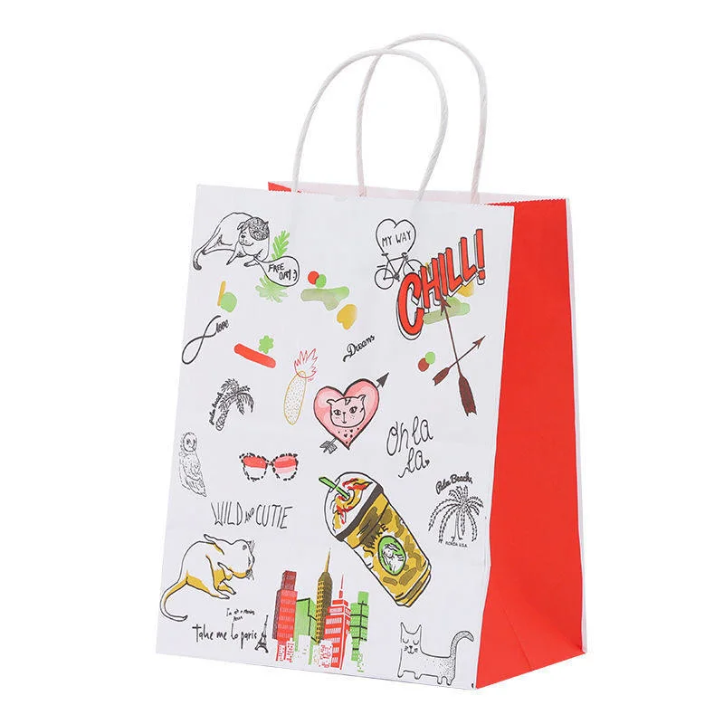 Customized Fashion Kraft Paper Bag for Christmas or Wedding Candies Gift