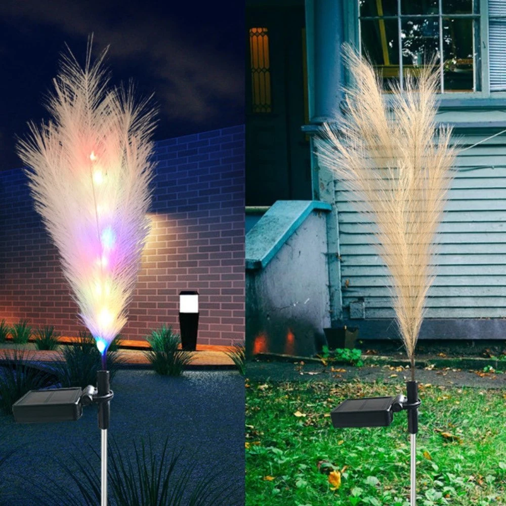 Pampas solares duraderas Grass camino Decorativo paisaje Fibra óptica luces Ci24775