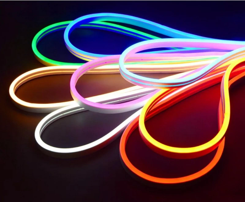 DC12 فولت/24 فولت/ تيار متردد 220 فولت مقاوم للمياه IP67 LED خارجي بالكامل على Silicone Strip Neon مدمج النتوء النيون أضواء الحبل لعيد الميلاد والضوء الزخرفي