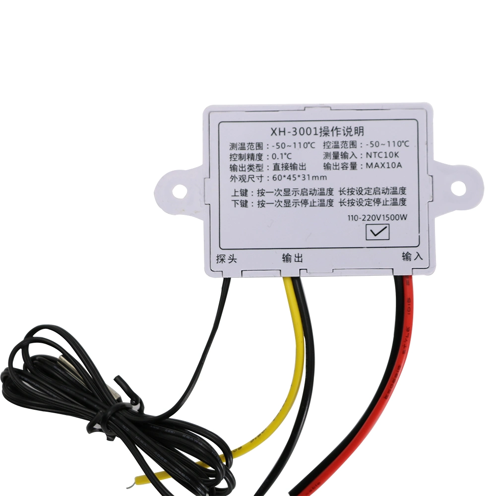 Controlador digital de temperatura LED XH-W3001 10A 12V 24V 220vac para Interruptor de calentamiento de refrigeración de incubadora sensor NTC de termostato