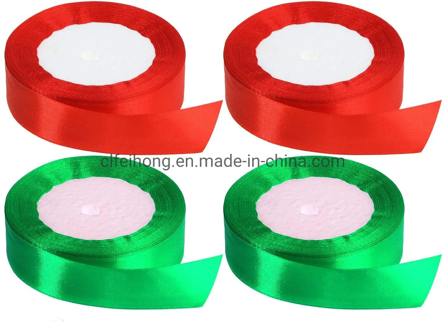 Hot Sale Factory Wholesale Satin Ribbon for Christmas Decoration Gift Box Packing Wrapping Green Red Color