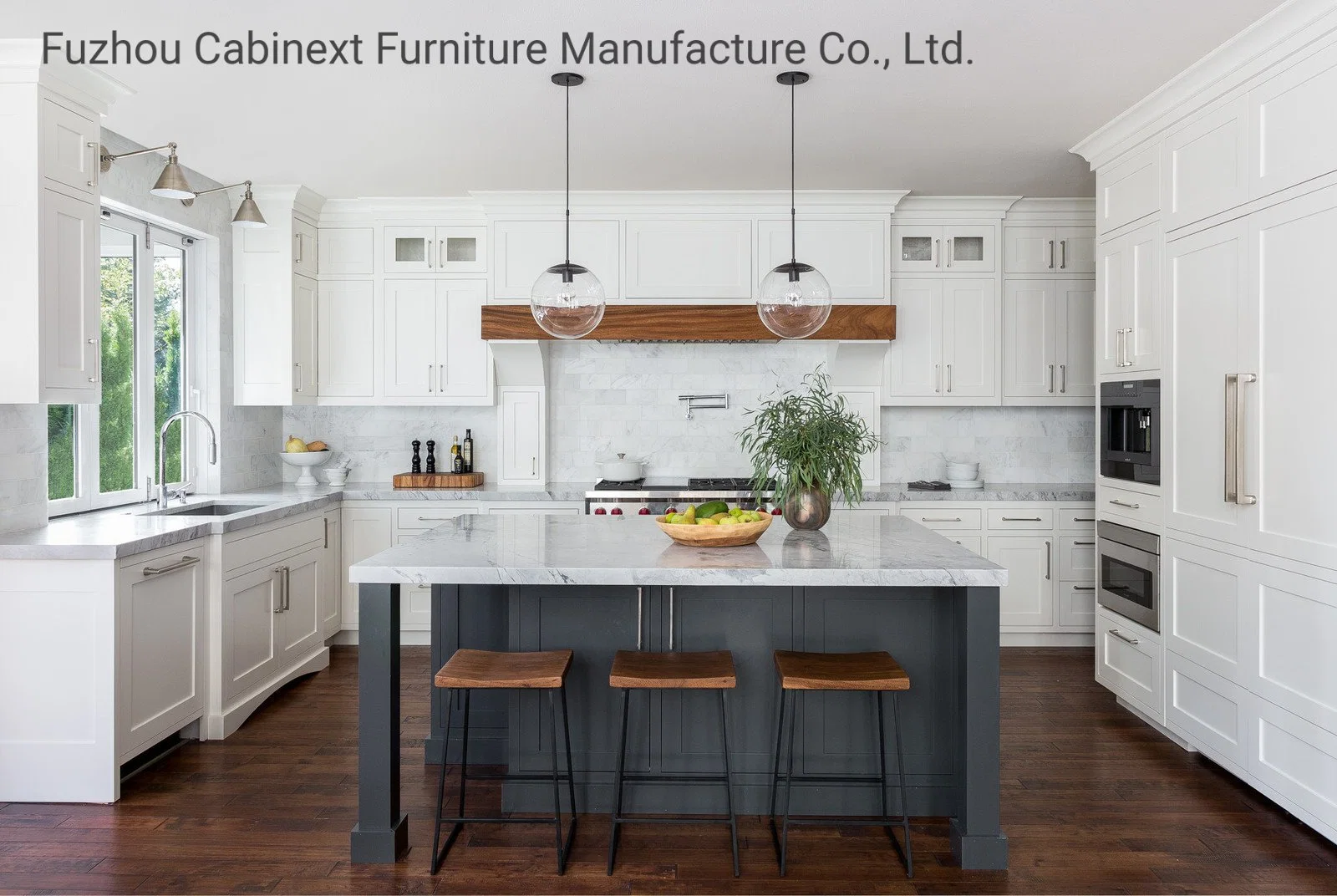 Un estilo moderno Blanco Gris azul muebles de madera estilo Shaker gabinetes de cocina