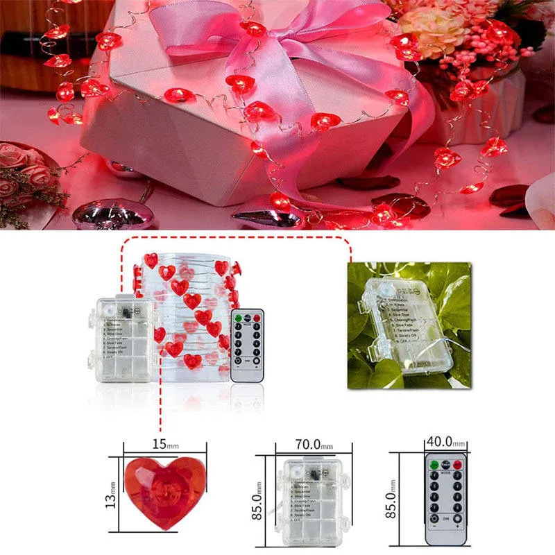 Día de San Valentín decoración LED cuerda luz día de San Valentín regalos Fiesta Suministros lámpara