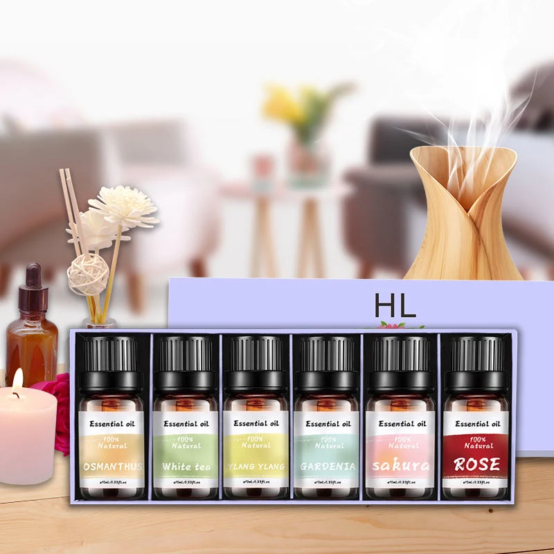 HL- natürliche Parfüm Duftöle Hersteller, Custom Organic Top 6 Blumig ätherische Öle Set 100% rein für Aromatherapie Diffuser &amp; Spray therapeutische-Grade