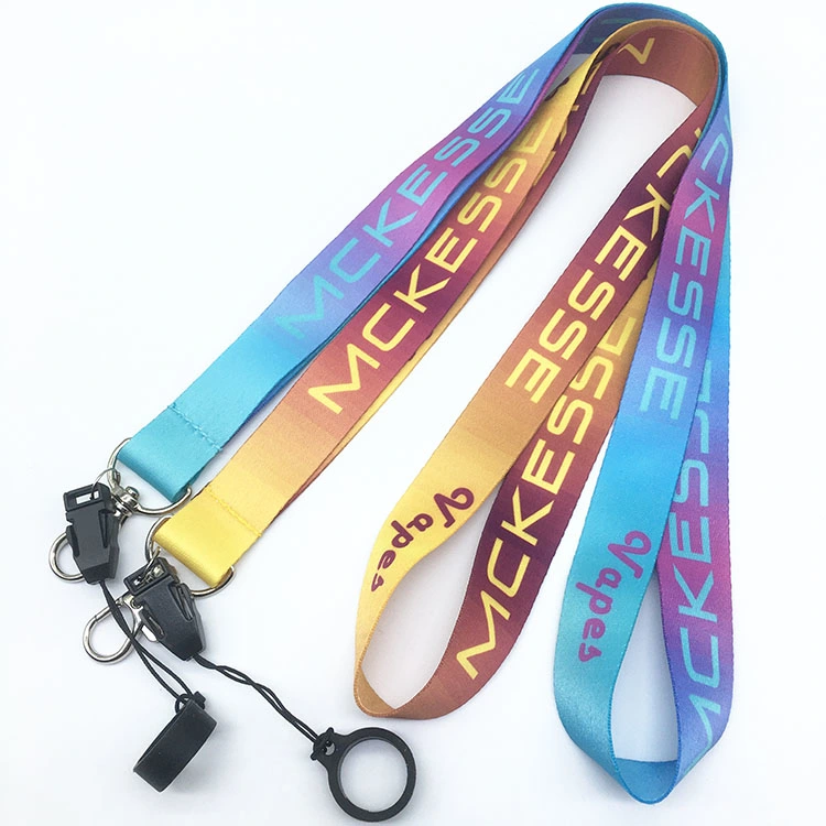 Manufacturer Custom Logo Pen Holder Lanyards with Rubber Silicone Ring Pen Holder Neck Strap